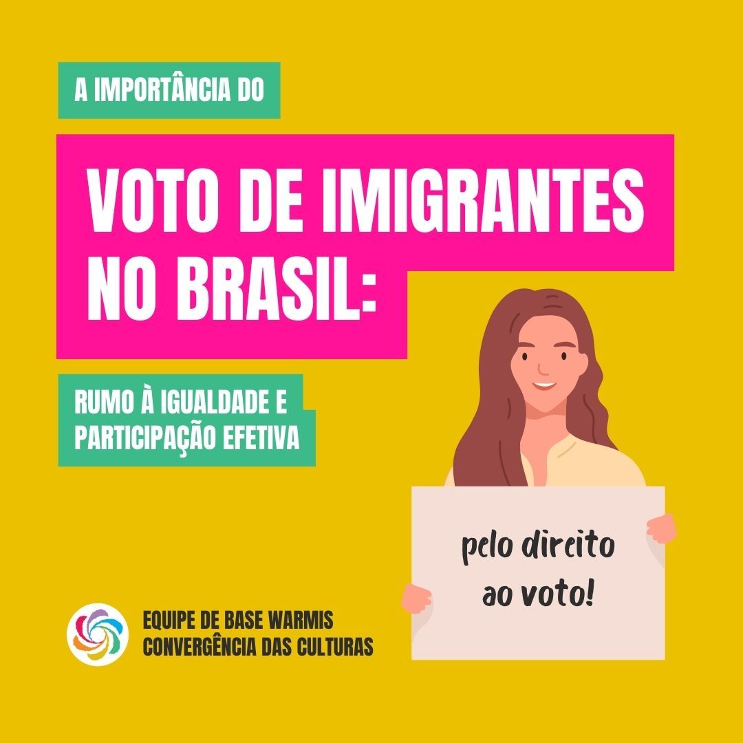🗳️ Com a proximidade das eleições para o Conselho tutelar, novamente nos vemos enfrentadas à proibição do voto imigrante no Brasil. Gostaria de entender por que a inclusão política de imigrantes é essencial? 

🧐 Leia nosso artigo e descubra como fortalecer nossa democracia! 🔗https://warmis.org/artigos/voto-de-migrantes-no-brasil (link na Bio)

#VotodeImigrantesNoBrasil